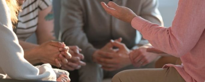 crack cocaine rehab _ group therapy A group therapy session as part of a crack cocaine rehab programme - Step By Step Recovery